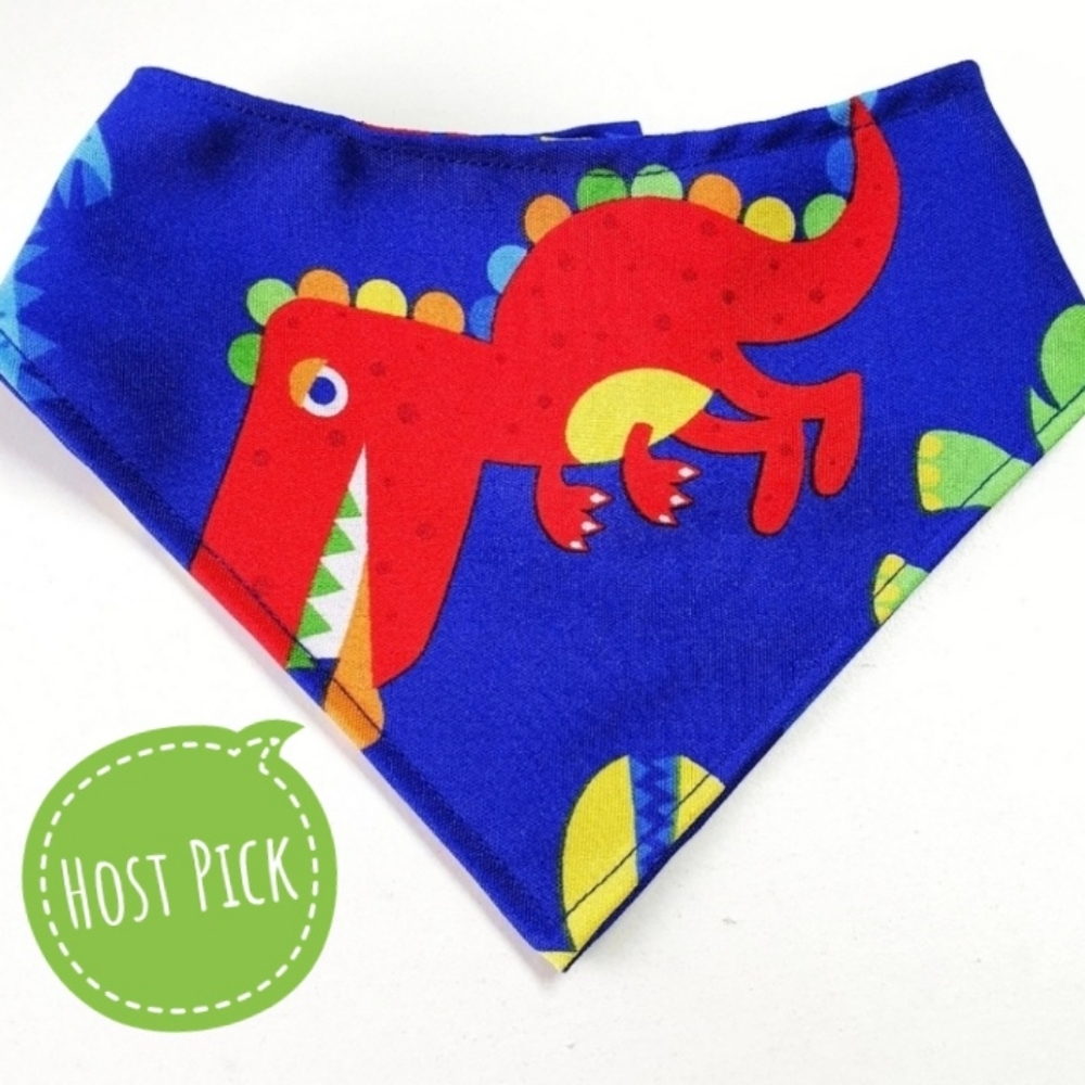 🐶 5 for $15 * Pablo Reversible Dinosours Snap On Dog Bandana
